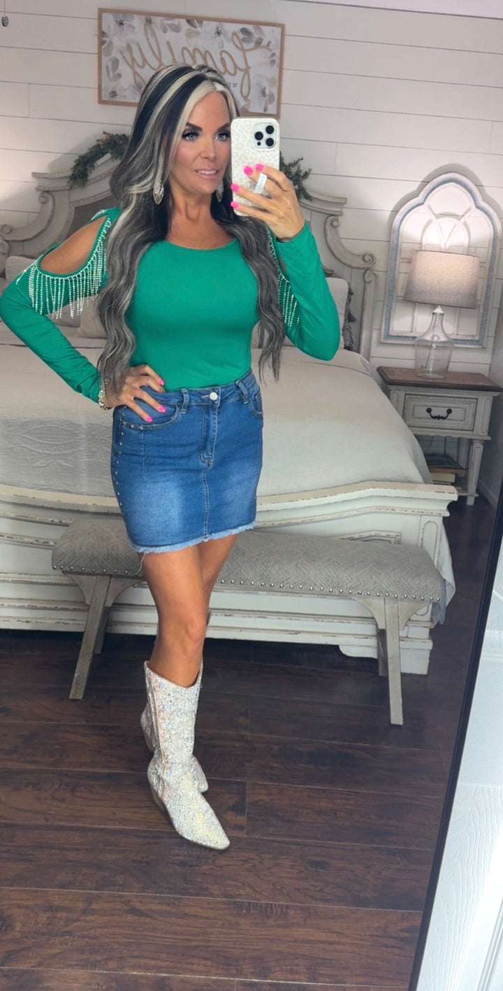 Studded Edge Denim Mini skirt