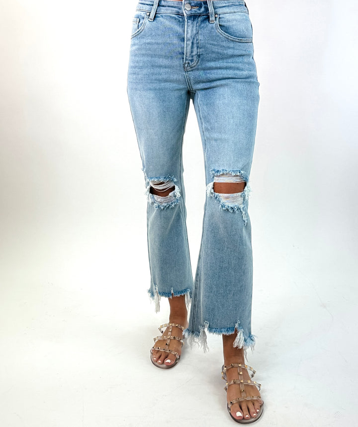 Coastal Breeze High Rise Crop Flare Jeans