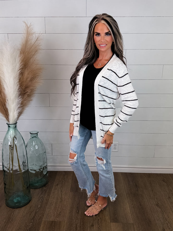 *PRE ORDER * Line By Line Striped Cardigan EST SHIP 10/5