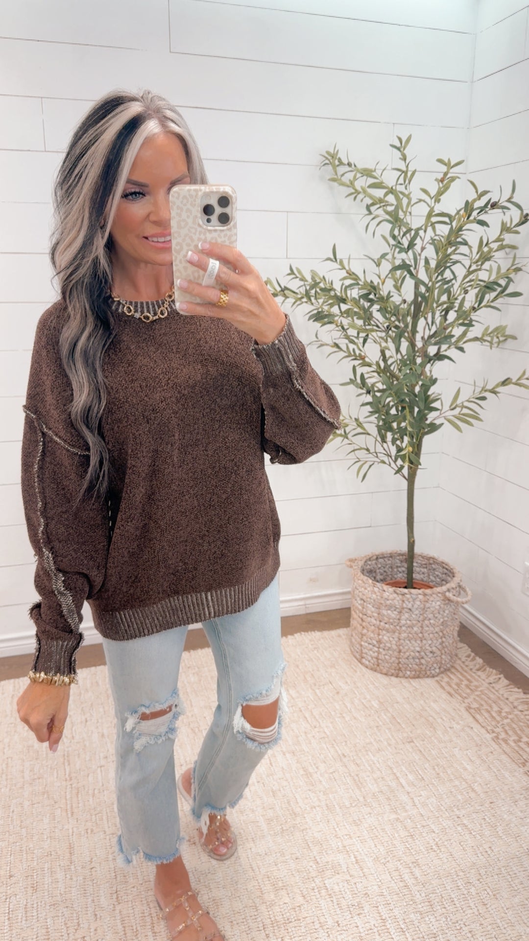 * pre order * MOCHA MOMENT TEXTURED SWEATER est ship date 10/5