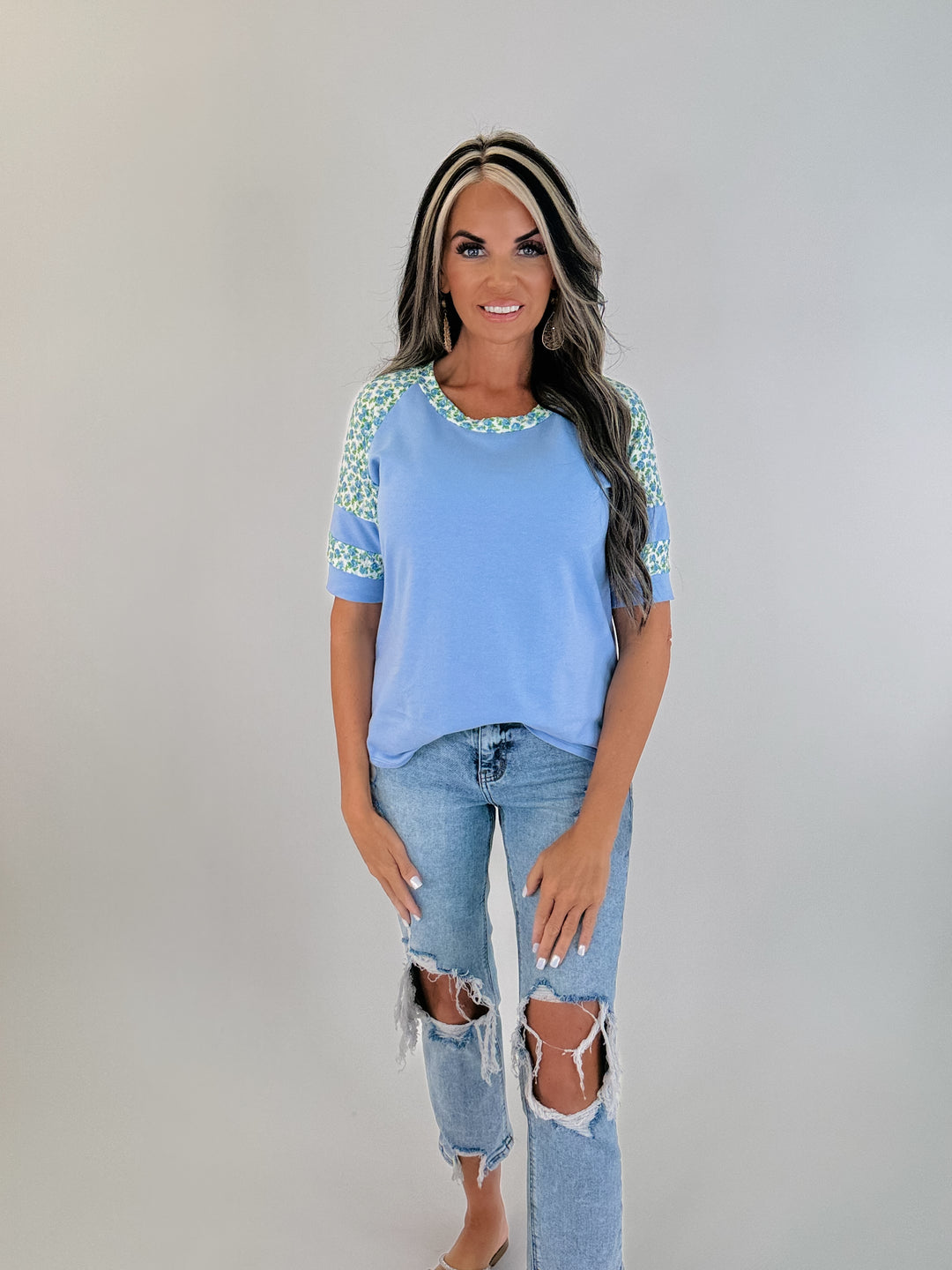 Sweet  Floral Raglan Top