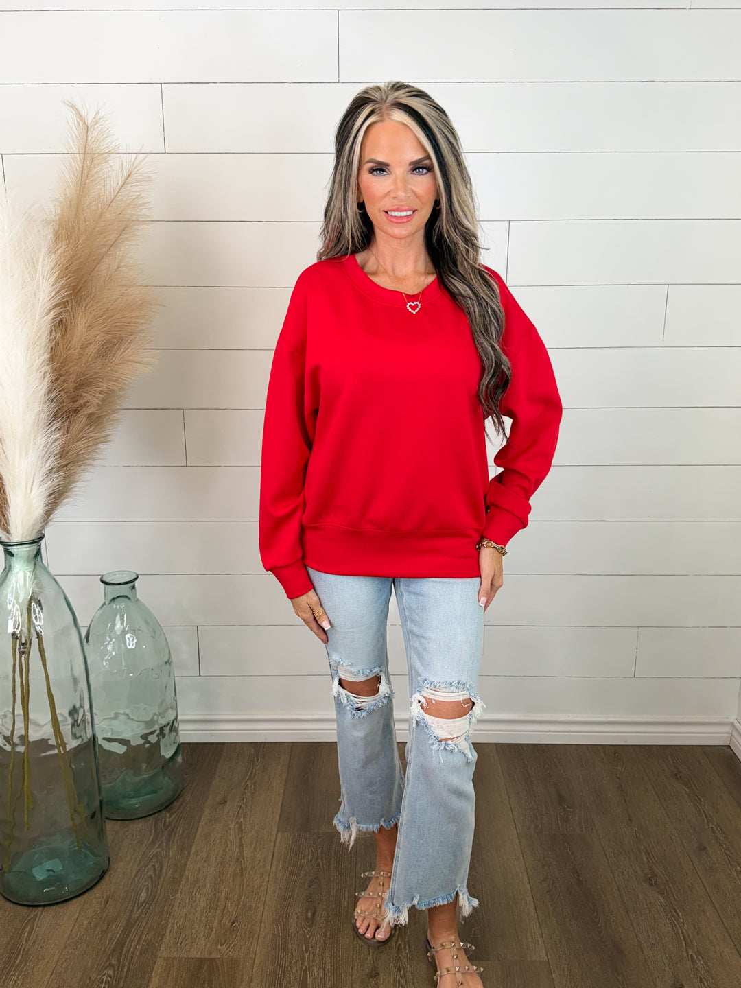 *PRE ORDER * Make It Easy Red Sweatshirt- buttery soft EST SHIP 10/5