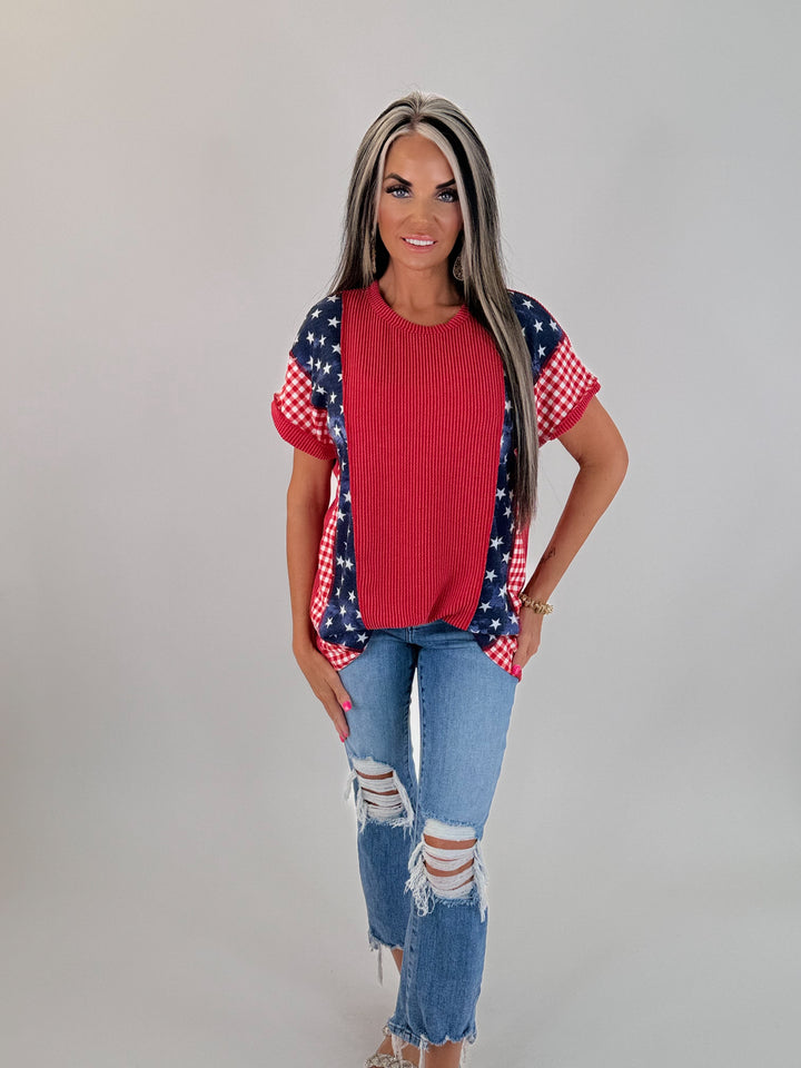 STARS & STRIPES PATCHWORK TOP