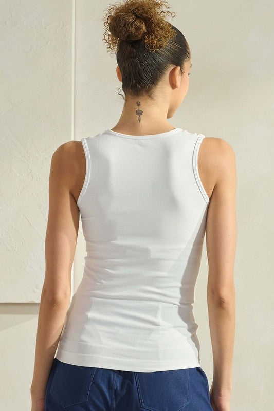 Women's U Neckline Seamless Tank White RESTOCK