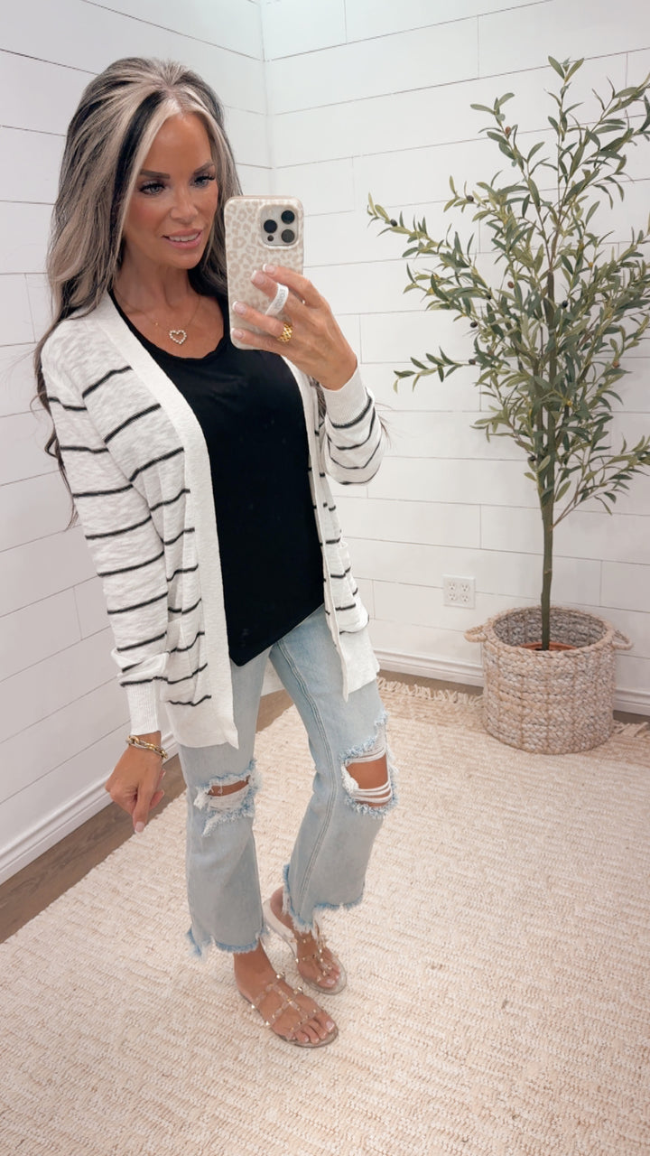 *PRE ORDER * Line By Line Striped Cardigan EST SHIP 10/5