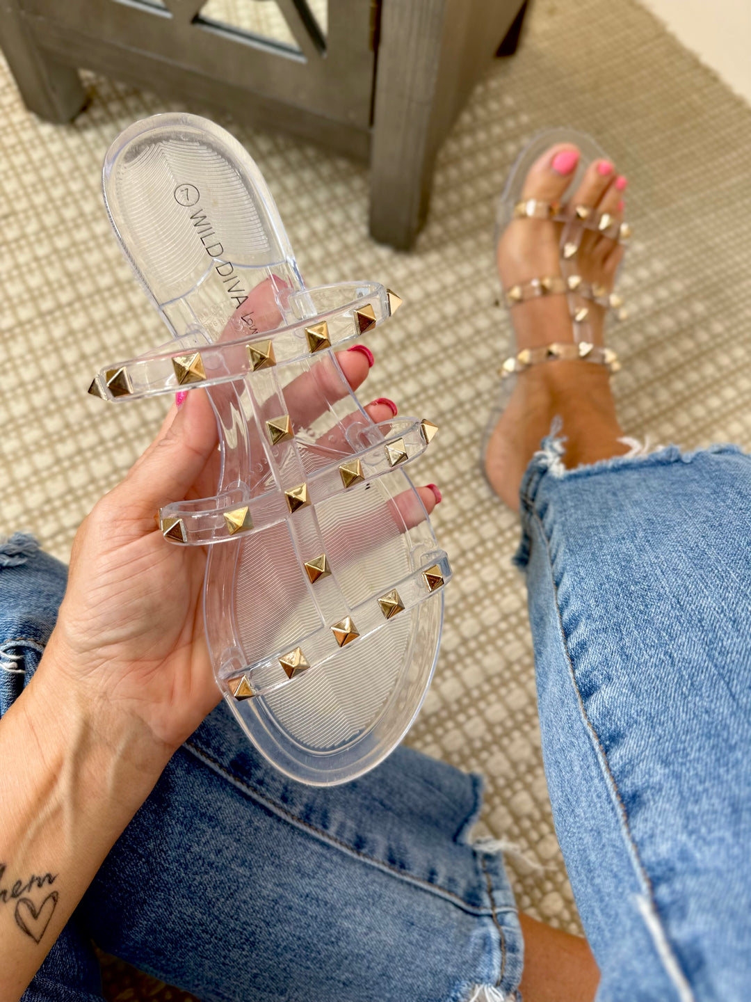 Stud Jelly Sandals- Clear